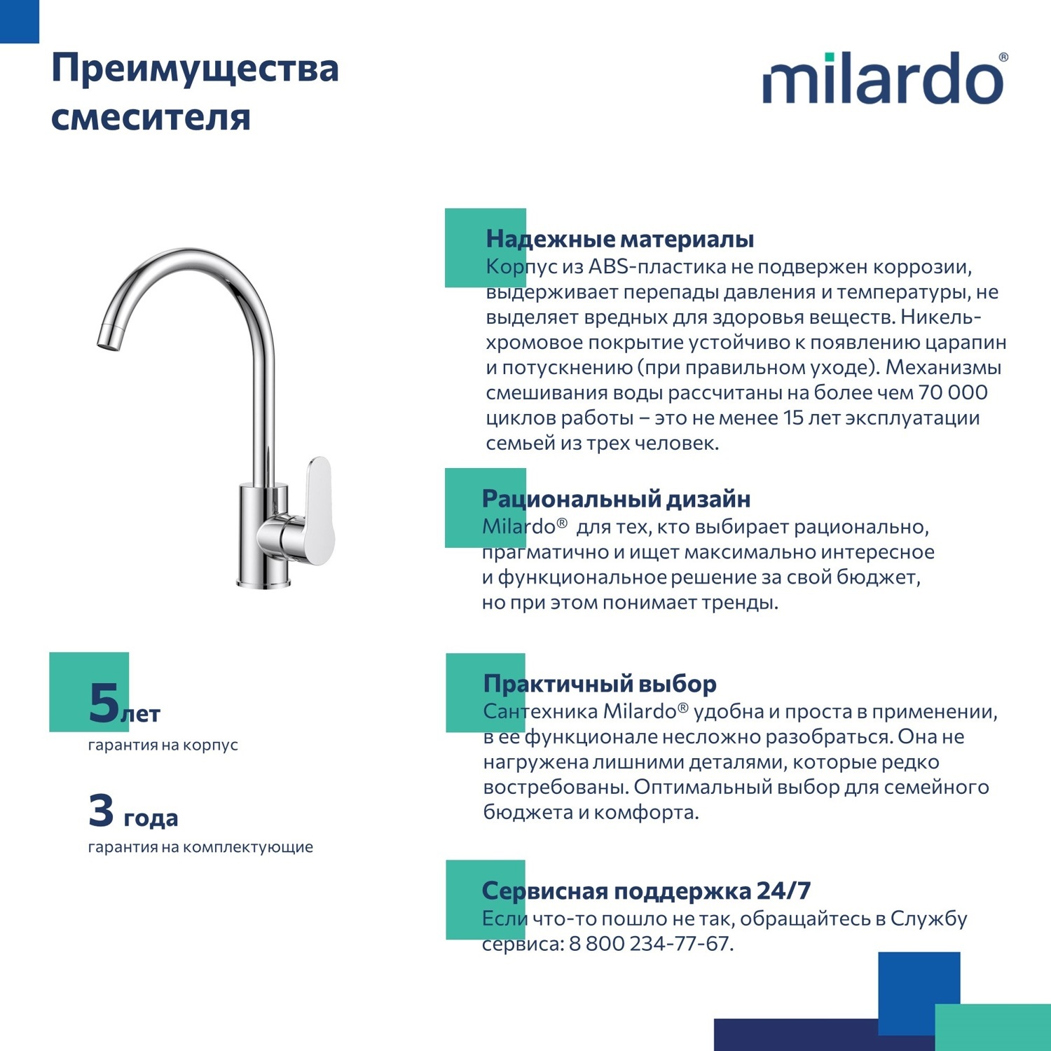 Смеситель для кухни Milardo Poli POLSBJ0M05