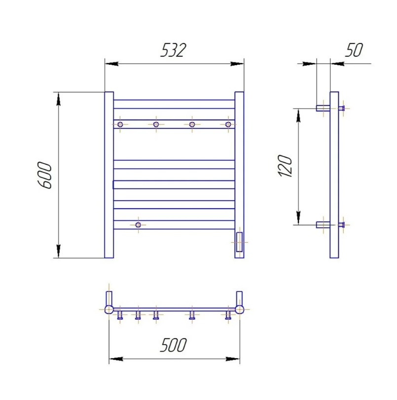 Полотенцесушитель электрический Lemark Сибирь LM17565BL 600x500