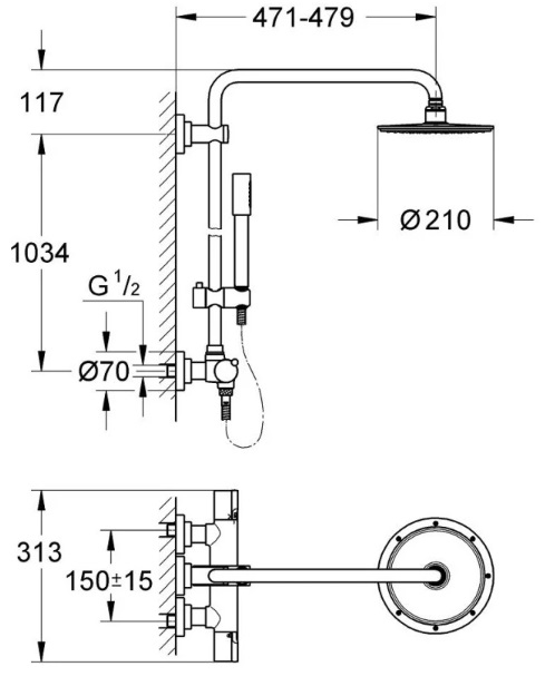 Душевая система Grohe Rainshower System 27032000