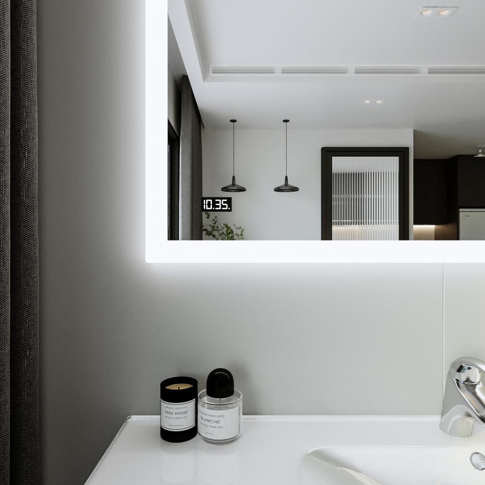 Зеркало Бриклаер Вега 125 с подсветкой, часами