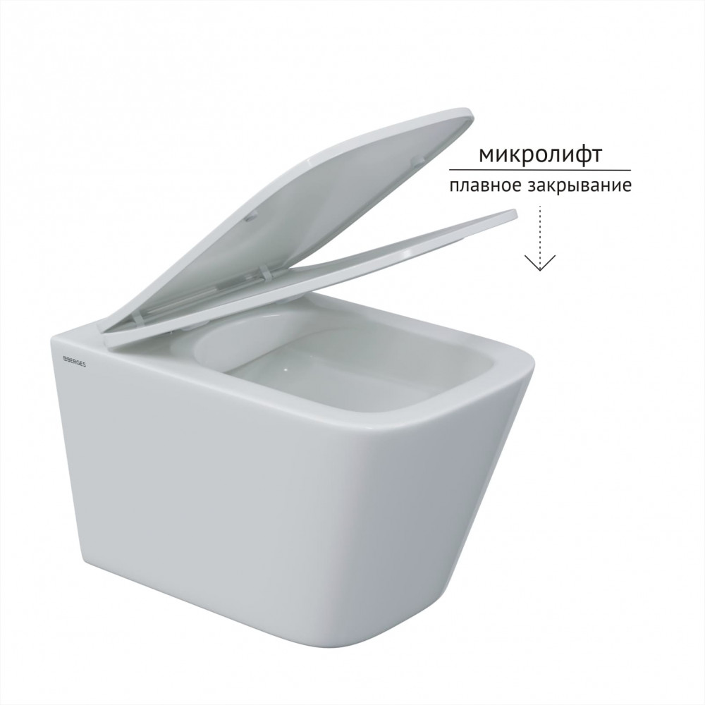 Унитаз подвесной Berges Floe S Rimless 082134 безободковый, белый