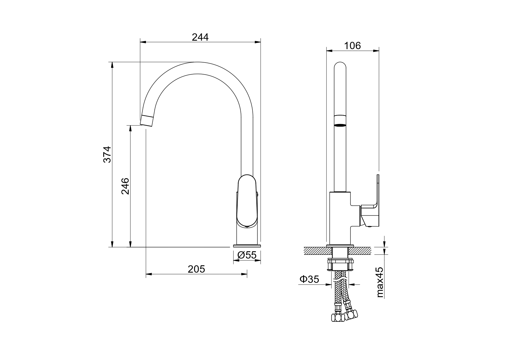 Смеситель Aquatek Оберон AQ1282MB для кухни