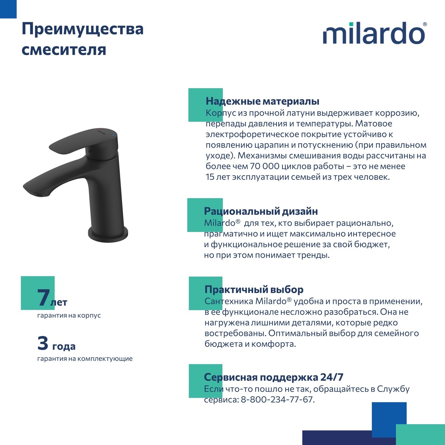 Смеситель для раковины Milardo Rora RORBL00M01