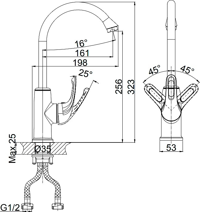 Смеситель для кухни D&K Rhein Eucharius DA1372426 белый