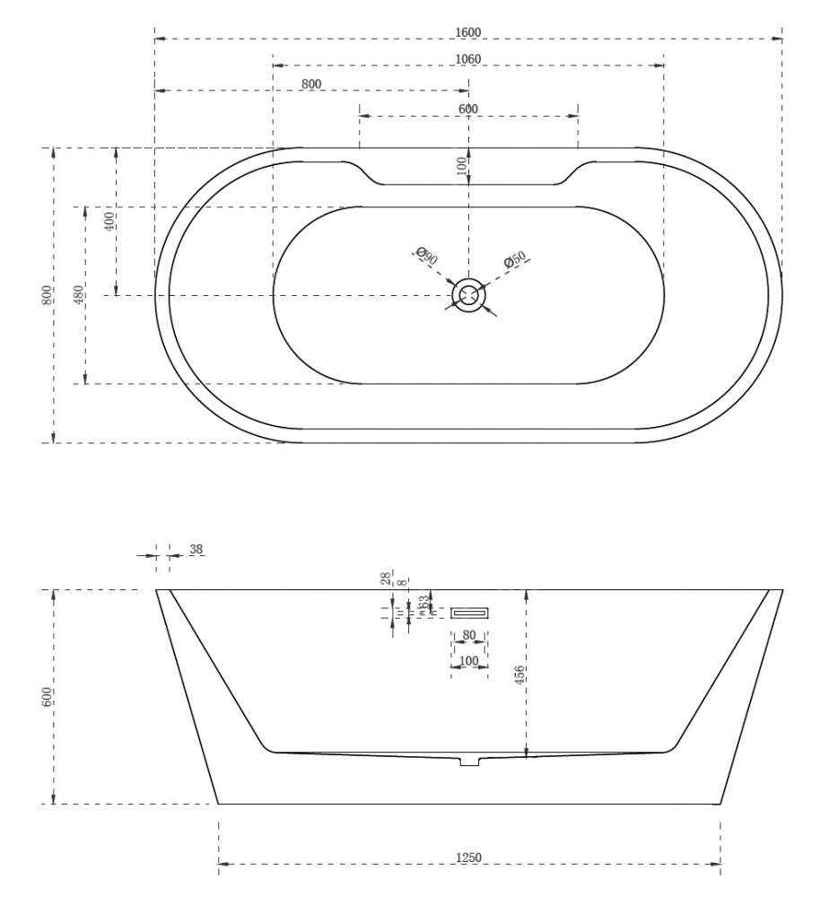 Акриловая ванна Abber AB9299-1.6 белая