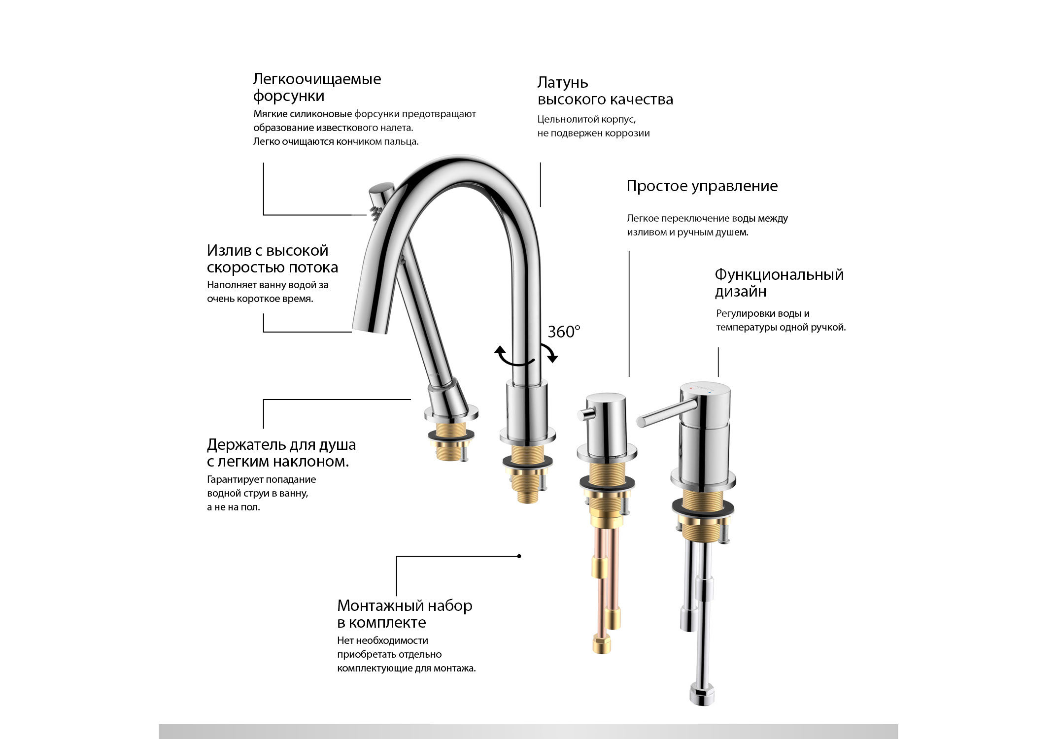 Смеситель Aquatek Европа AQ1348CR на борт ванны