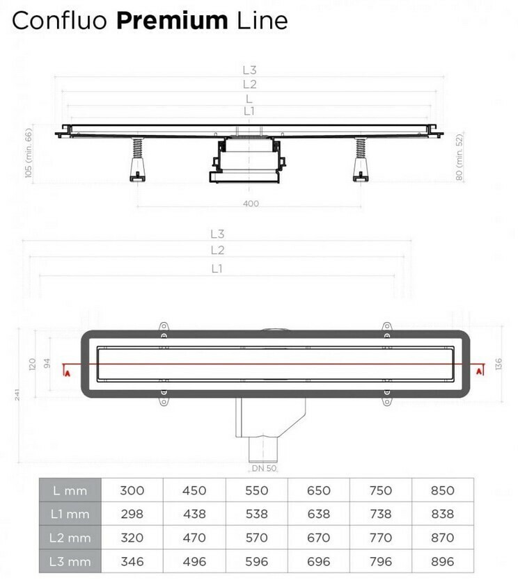 Confluo Premium Line 950 Линейный трап PESTAN