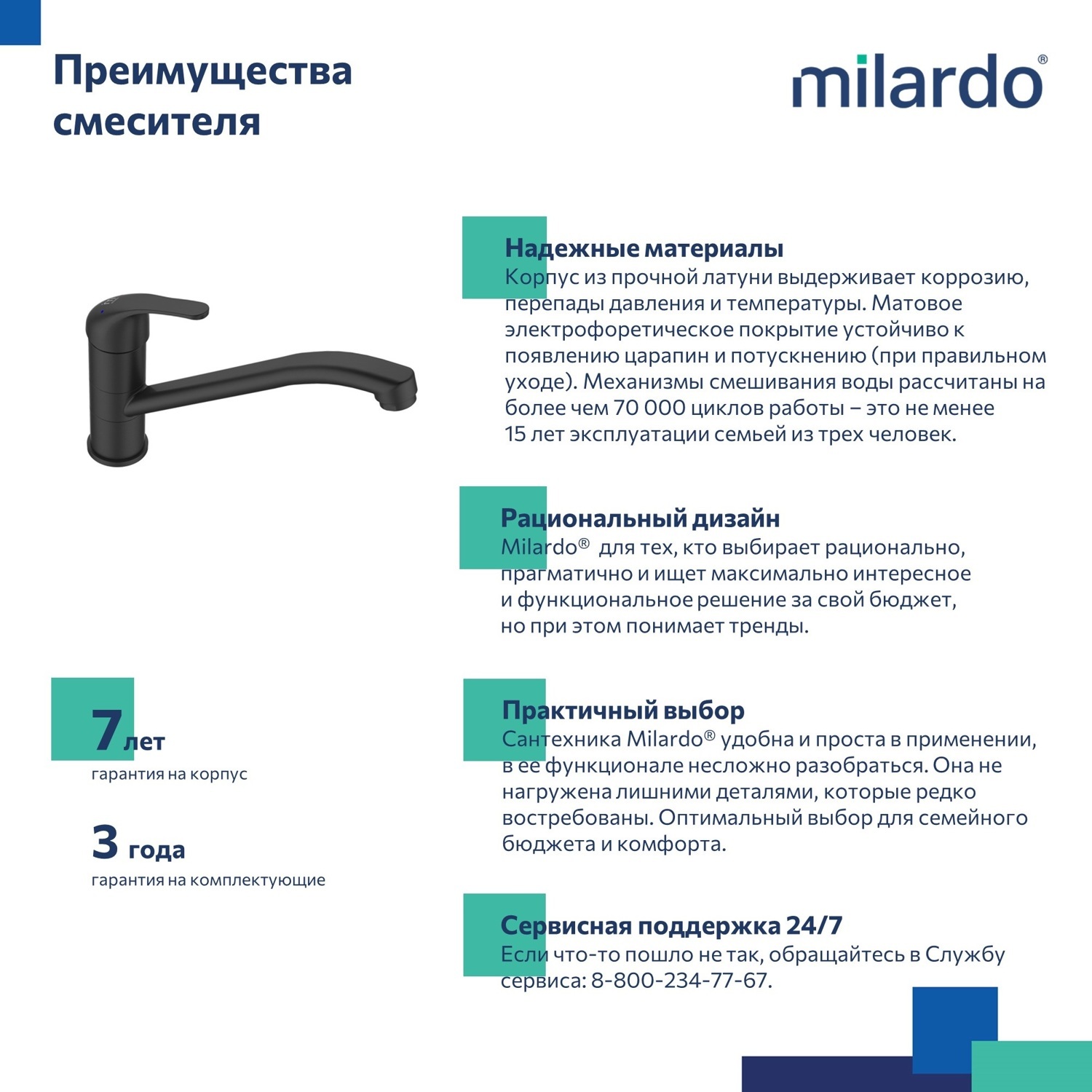 Смеситель для кухни Milardo Meal M02BLR0M05