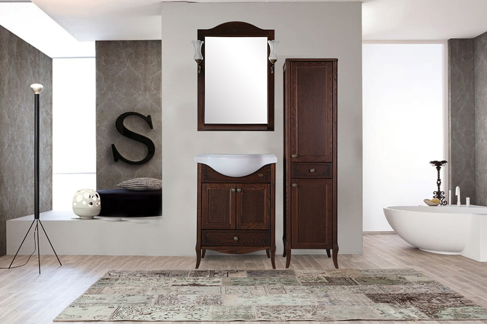 Мебель для ванной подвесная ASB-Woodline Салерно 65 антикварный орех