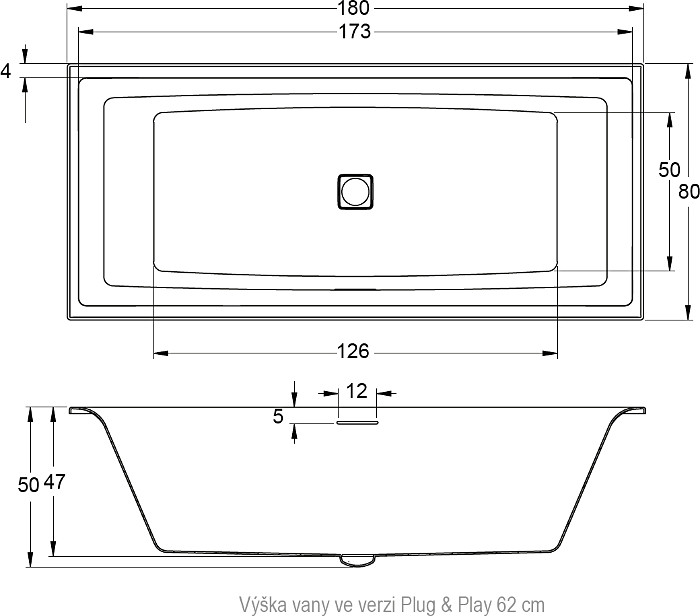Акриловая ванна Riho Still Square Elite 180x80 R