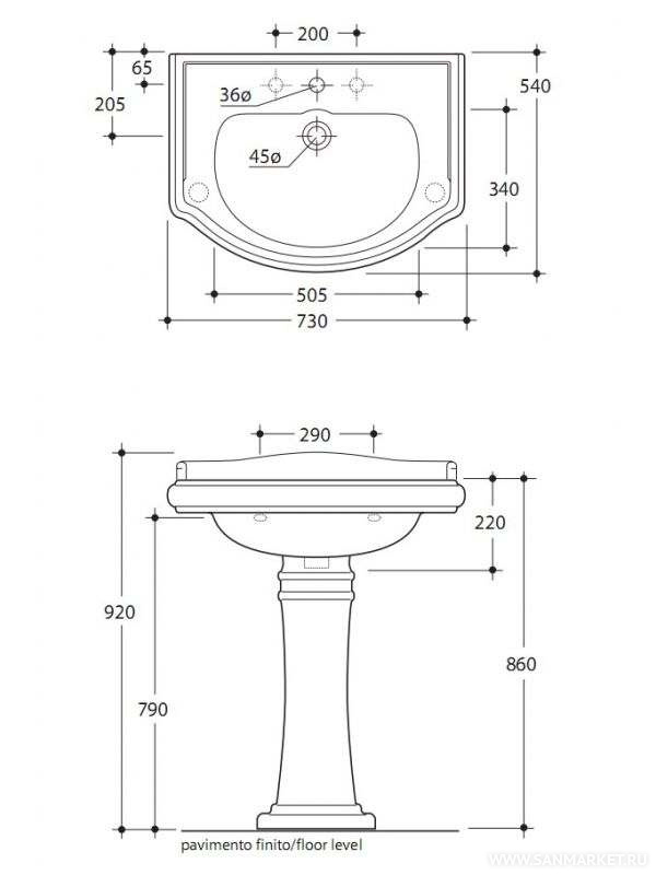 Раковина Kerasan Retro 1047bi