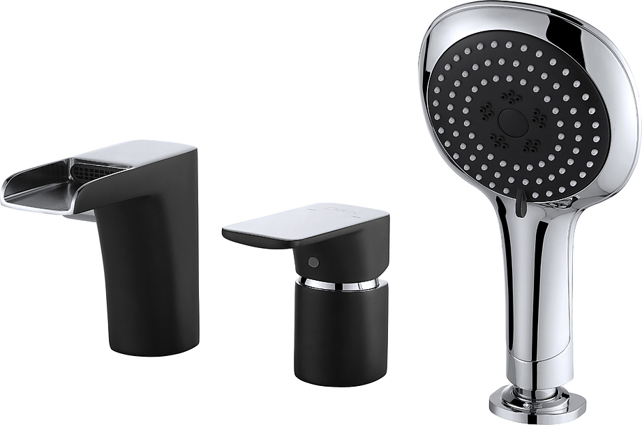 Смеситель на борт ванны D&K Berlin Technische DA1434215 на 3 отверстия, черный, хром