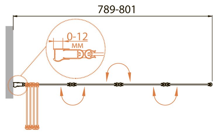 Душевая шторка Cezares RELAX-V-4-80/140-C-Bi
