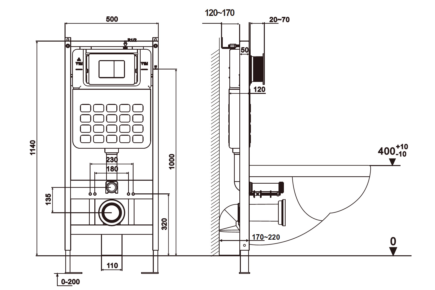 Инсталляция Abber AC0105 для подвесного унитаза