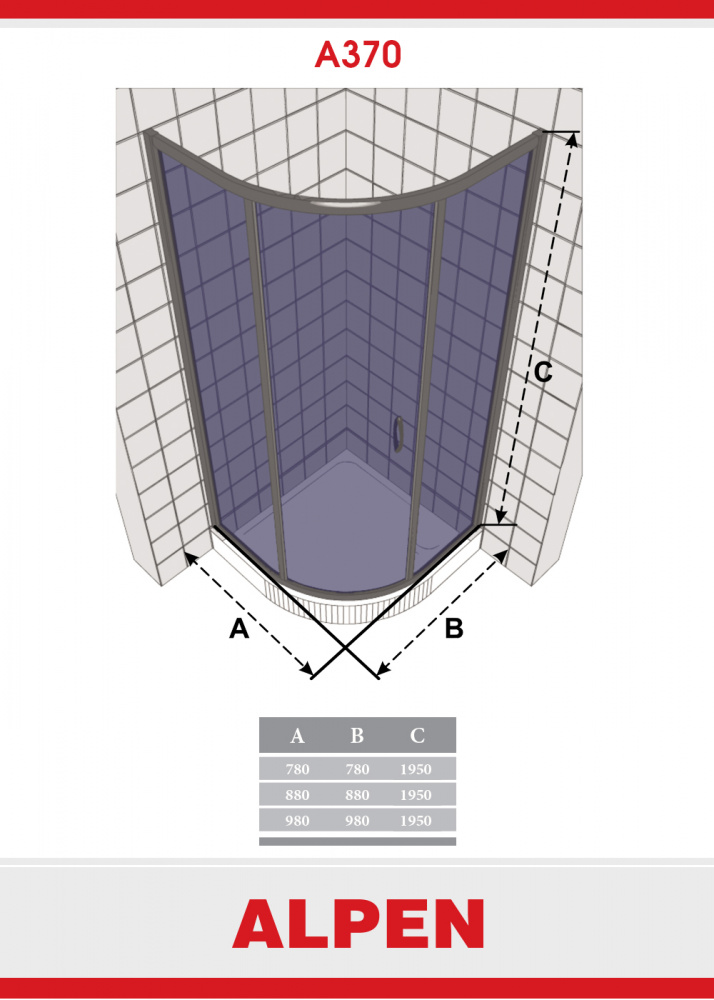 Душевая шторка ALPEN ALPINA Quadrant A370-80 80х80