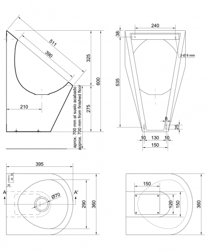 Писсуар Nofer 13006.S матовый