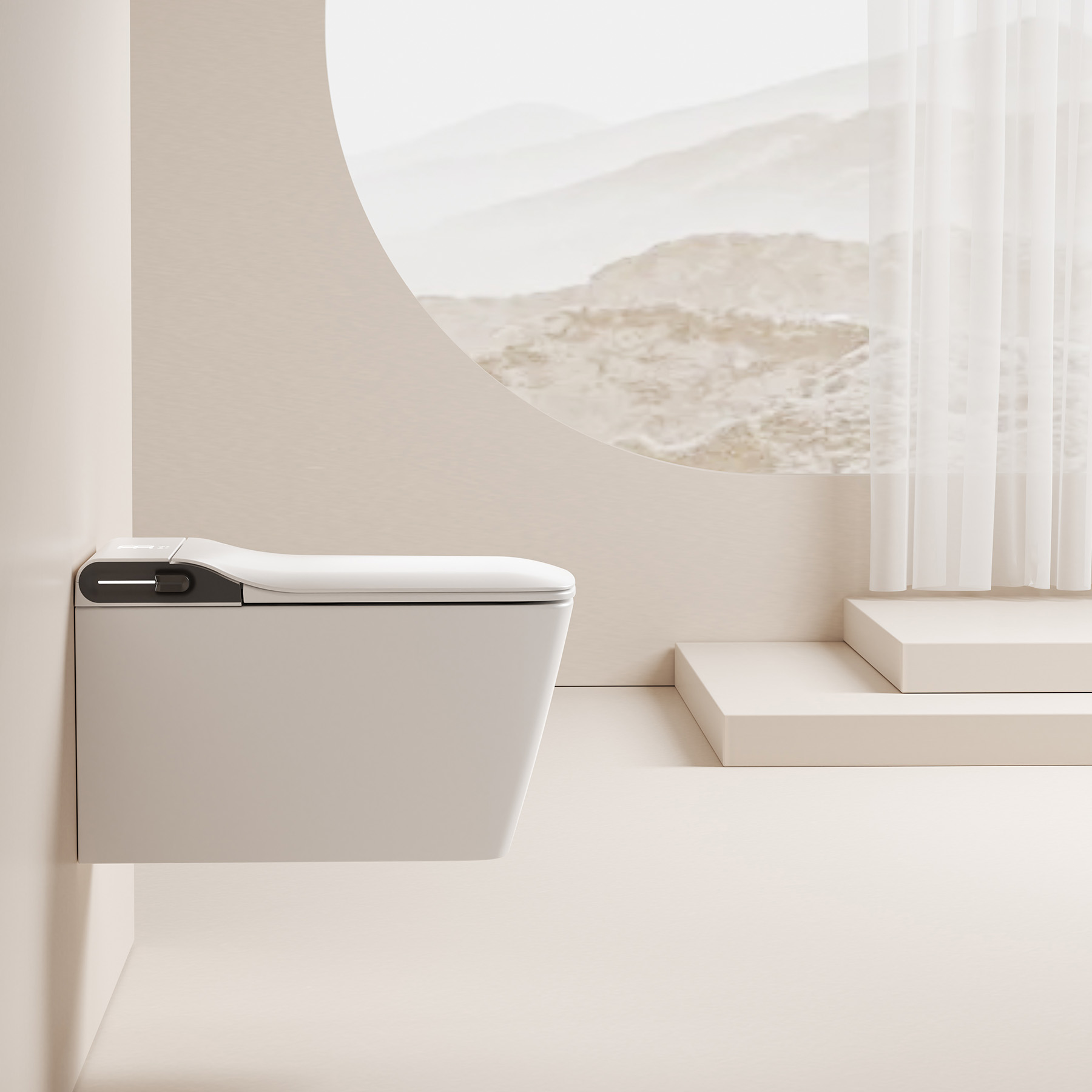 Электронный унитаз-биде Abber Rechteck AC1215S подвесной белый