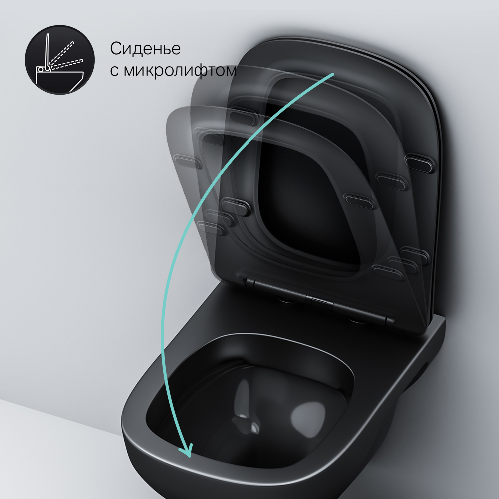 Унитаз подвесной AM.PM X-Joy FlashClean с сиденьем микролифт, черный