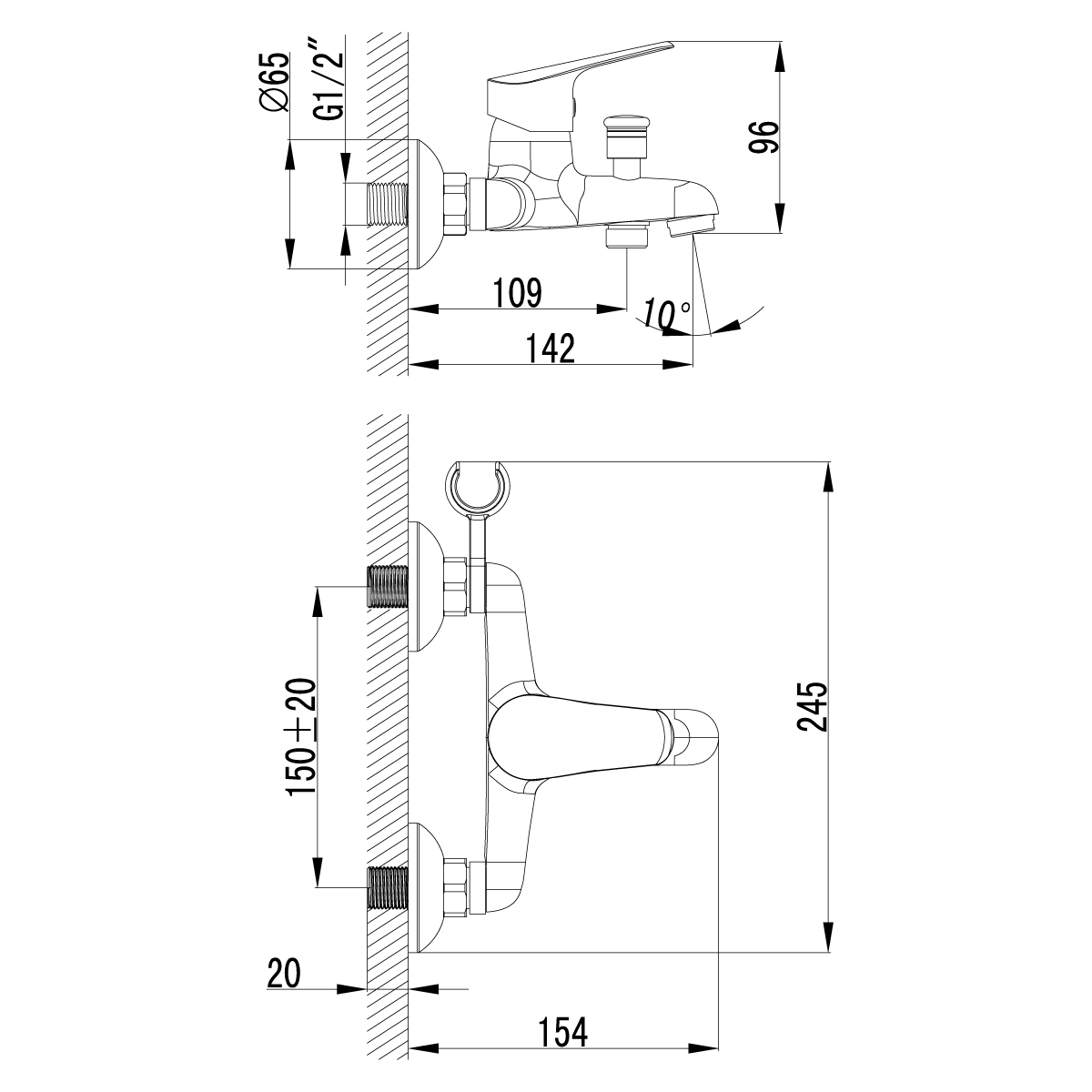 Смеситель  Lemark Partner LM6552C для ванны
