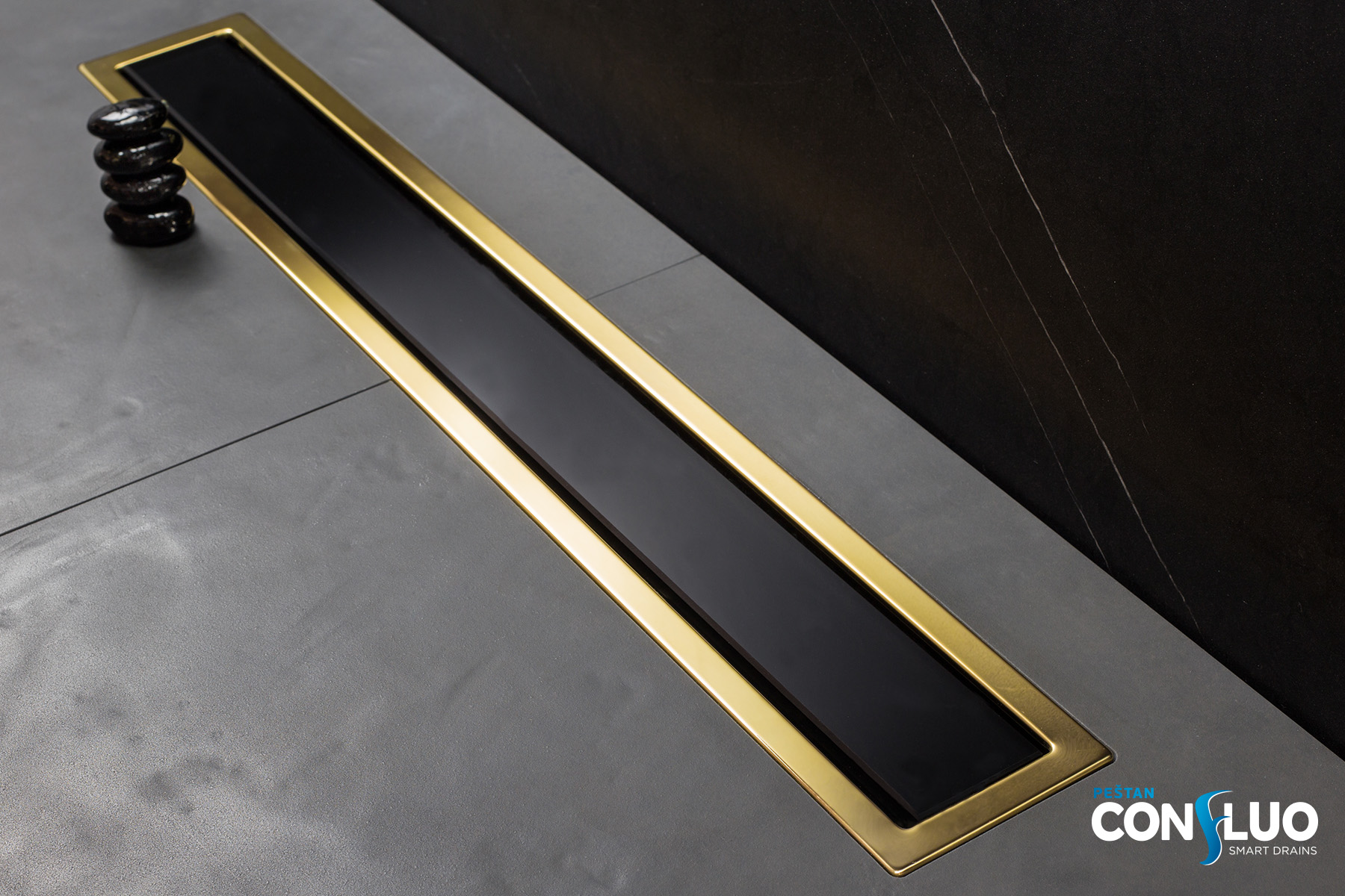 Confluo Premium Gold Black Glass Line 300 линейный трап PESTAN