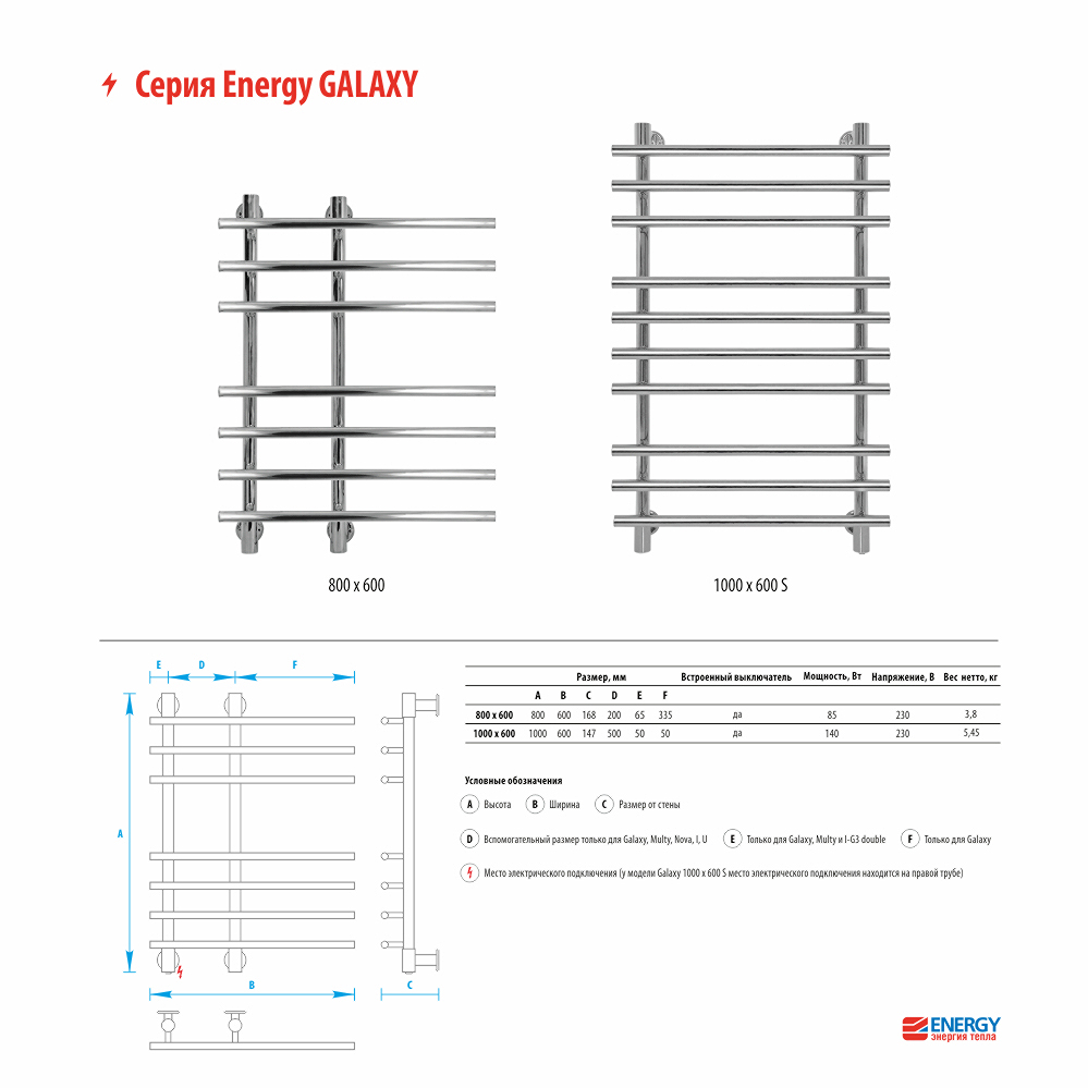 Электрический полотенцесушитель Energy Galaxy 800x600
