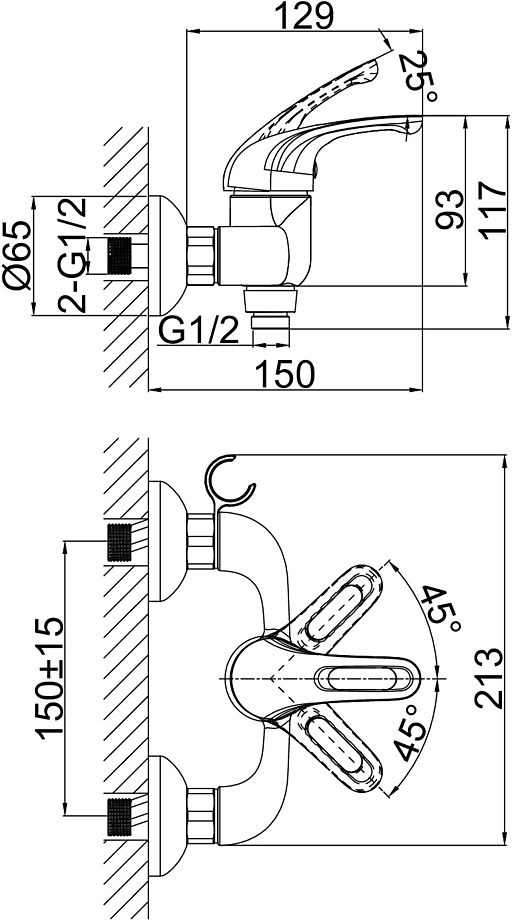 Смеситель для душа D&K Rhein Eucharius DA1373101 хром