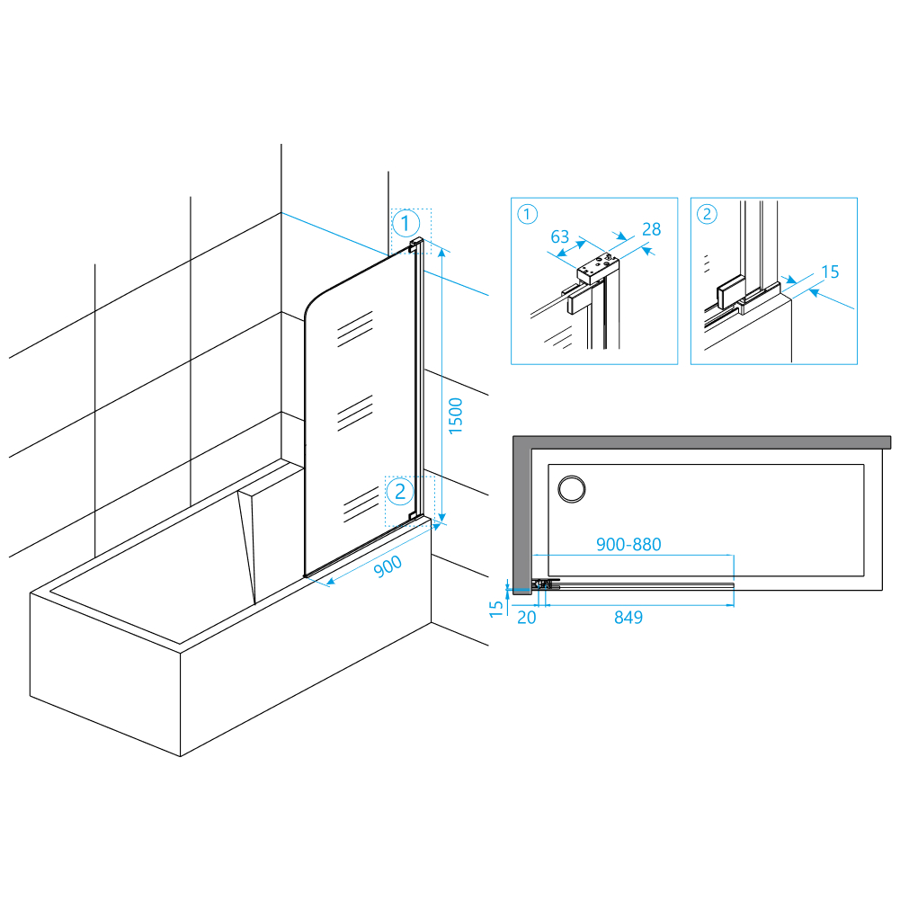 Шторка на ванну RGW SC-01 90х150