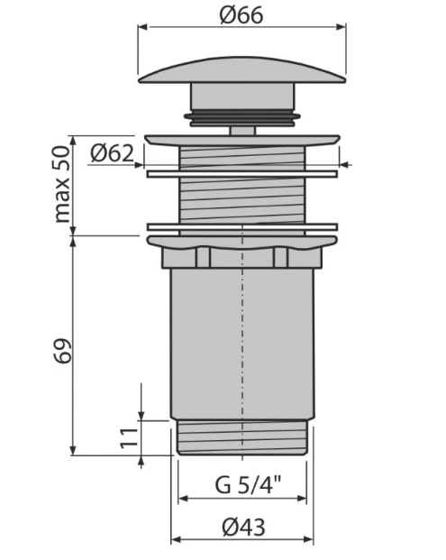 Донный клапан для раковины AlcaPlast A395