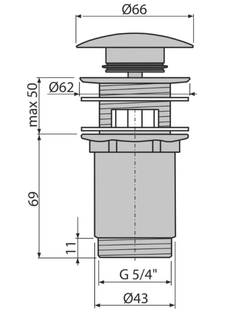 Донный клапан для раковины AlcaPlast A392C