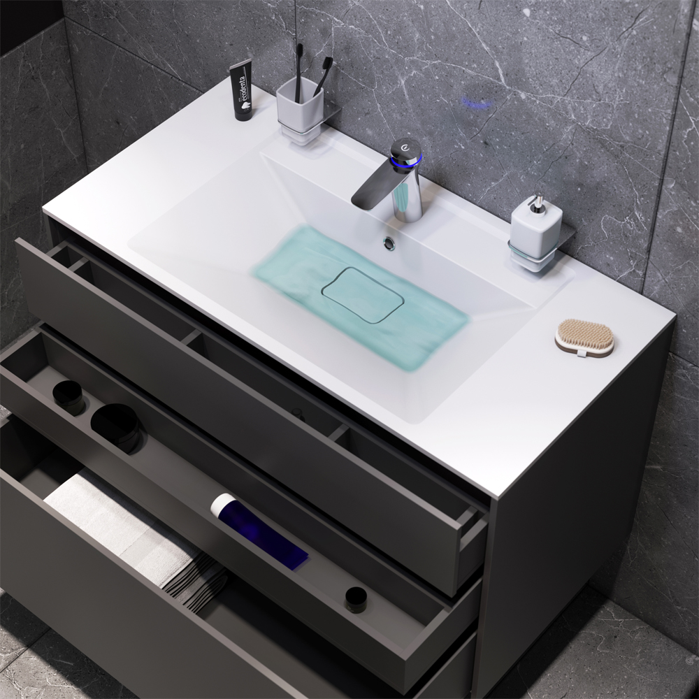 Тумба под раковину подвесная AM.PM Inspire V2.0 100 см графит матовый