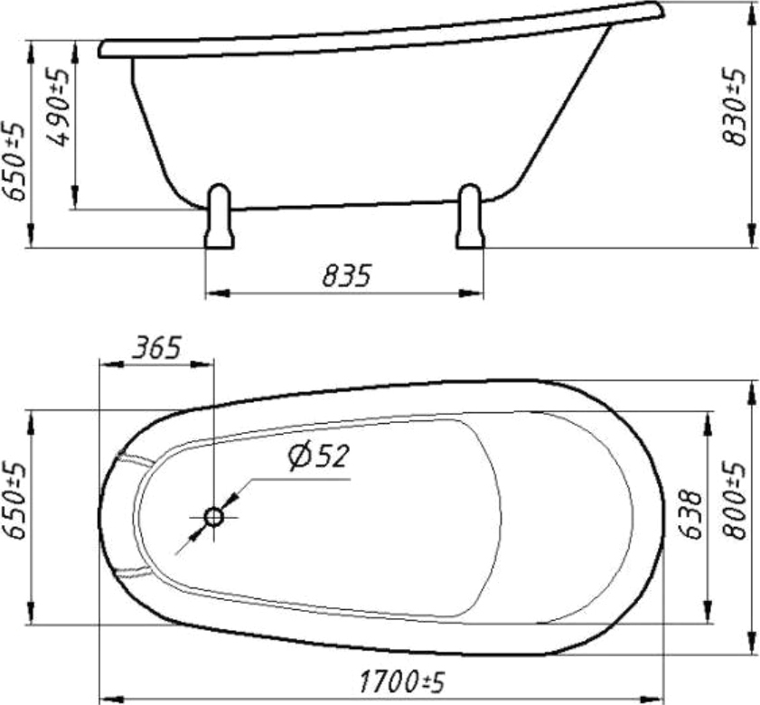 Ванна из искусственного камня Фэма Салерно 2 170x80 белая, белые ножки
