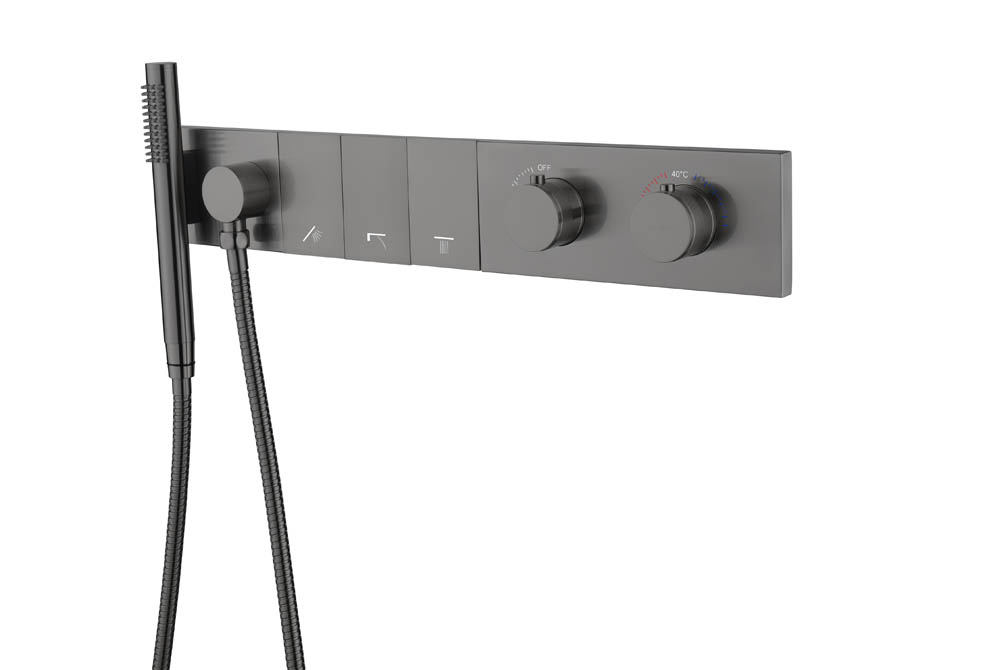 Смеситель Boheme ZODIAC THERMO с ручным душем GUN METAL 133-SYS-GM
