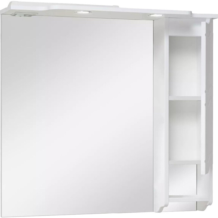 Зеркальный шкаф Runo Стиль 85х80 правый, белый