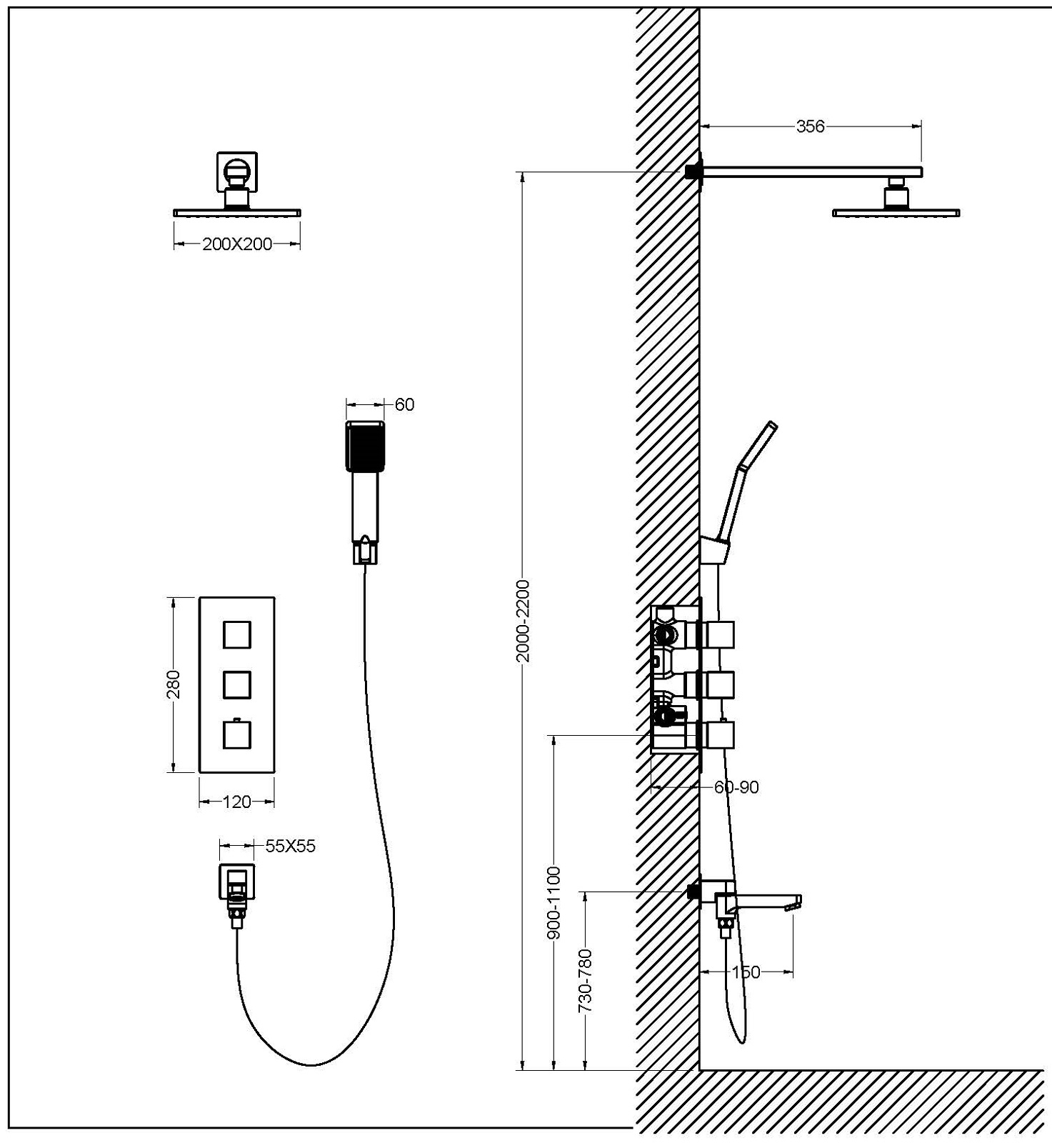 Душевая система Timo Tetra-thermo SX-0199/00SM