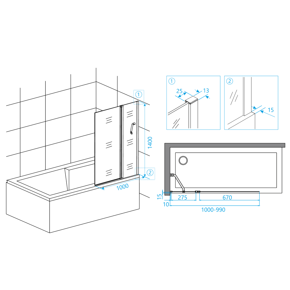 Шторка на ванну RGW SC-11 100х140