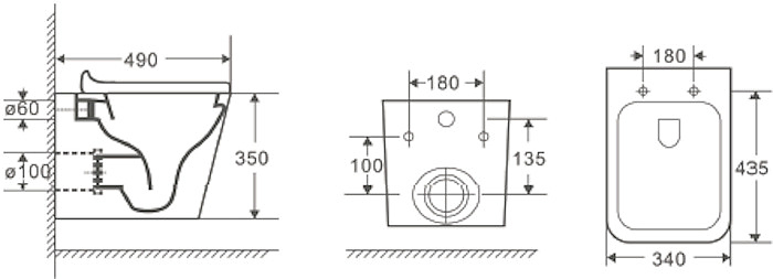 Унитаз подвесной D&K Berlin DT1436025 безободковый, черный