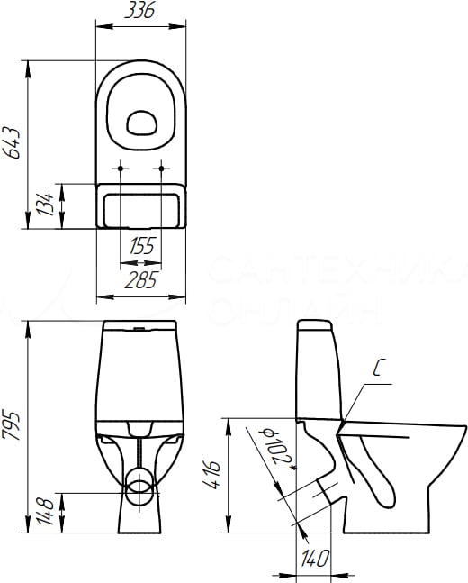 Унитаз-компакт Cersanit Granta 031 3/6 DPL с микролифтом