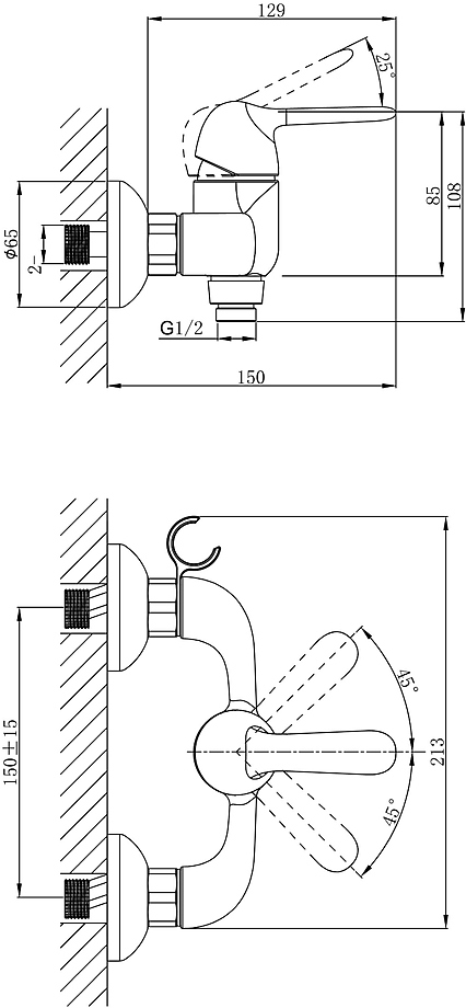 Смеситель для душа D&K Rhein Ambrosius DA1343101 хром