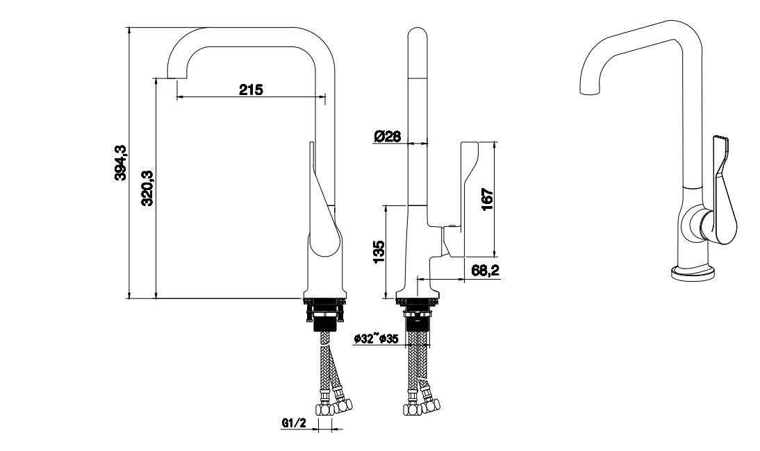 Смеситель Aquatek AQ1083MB для кухни