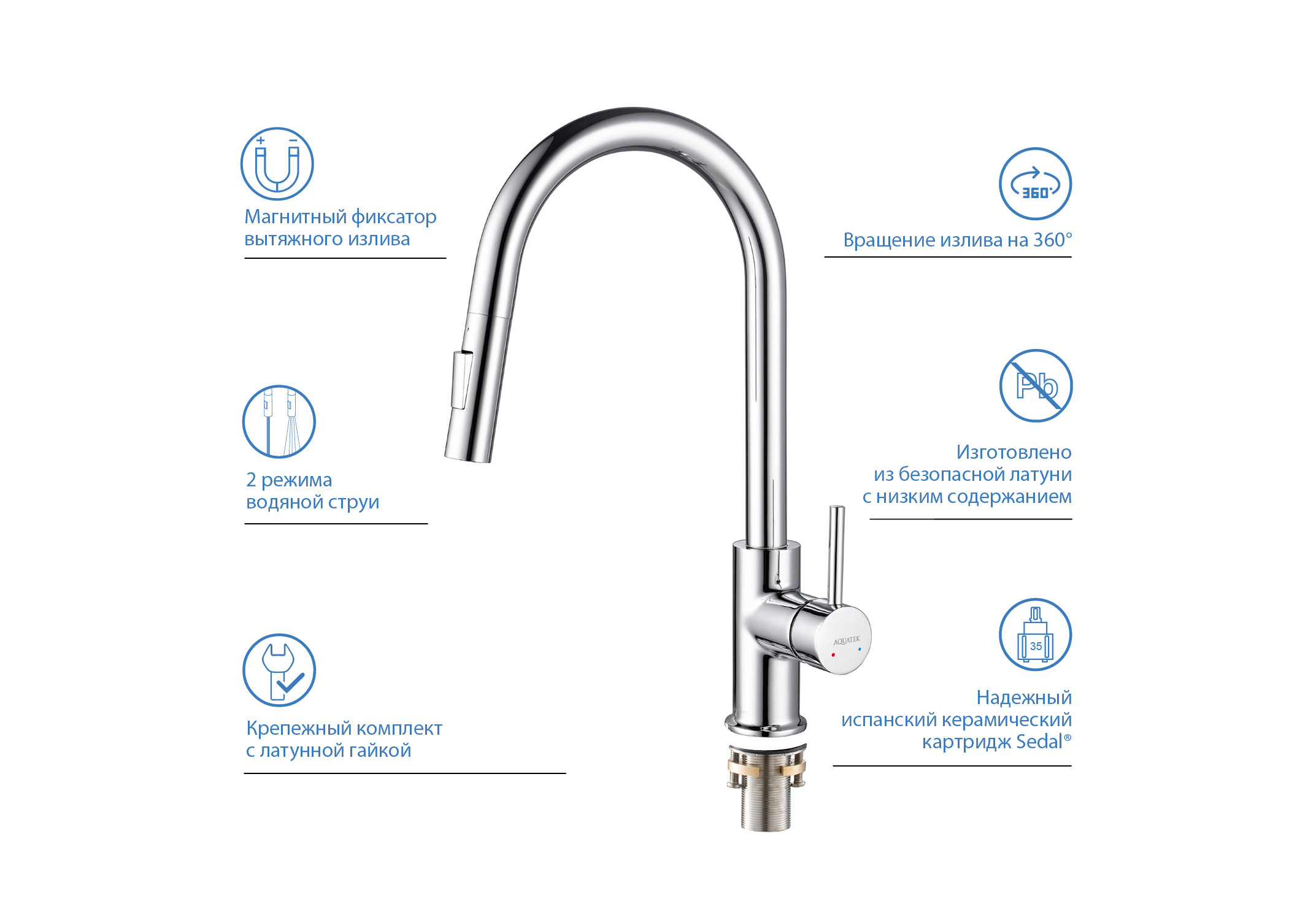 Смеситель Aquatek Европа AQ1384CR для кухни