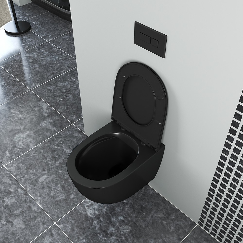 Унитаз подвесной D&K Matrix DT1396025 безободковый, черный