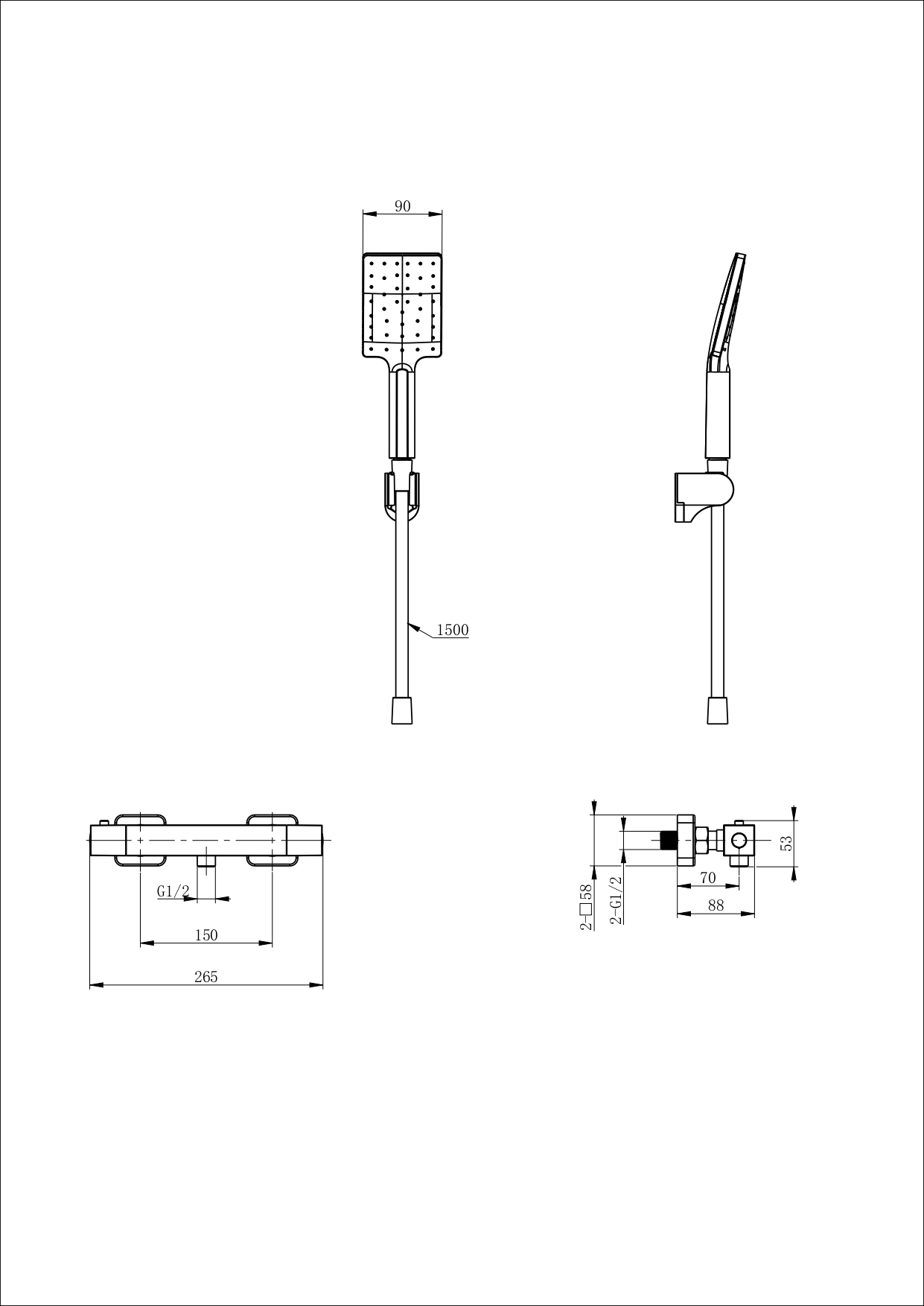 Смеситель для душа с термостатом WONZON & WOGHAND STAY 3, Хром WW-B2062-A-CR