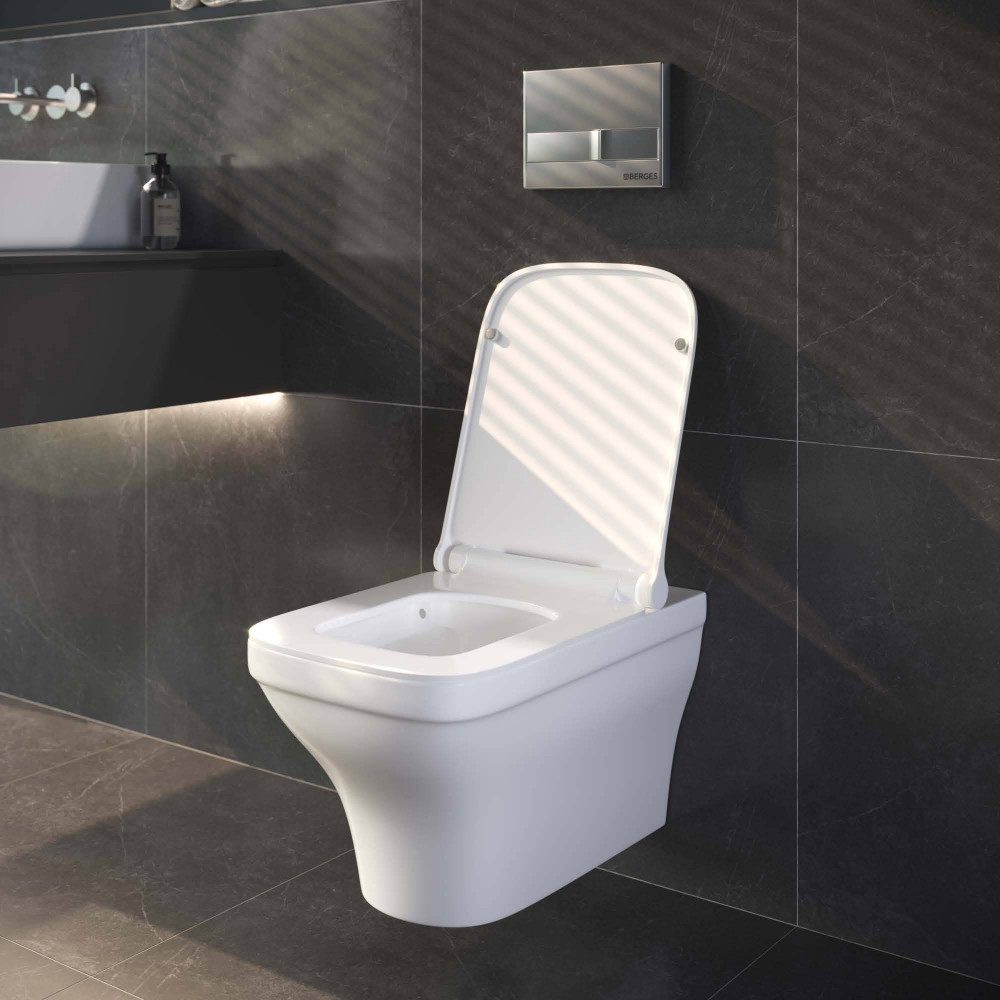 Унитаз подвесной Berges Strati 082132 безободковый, белый