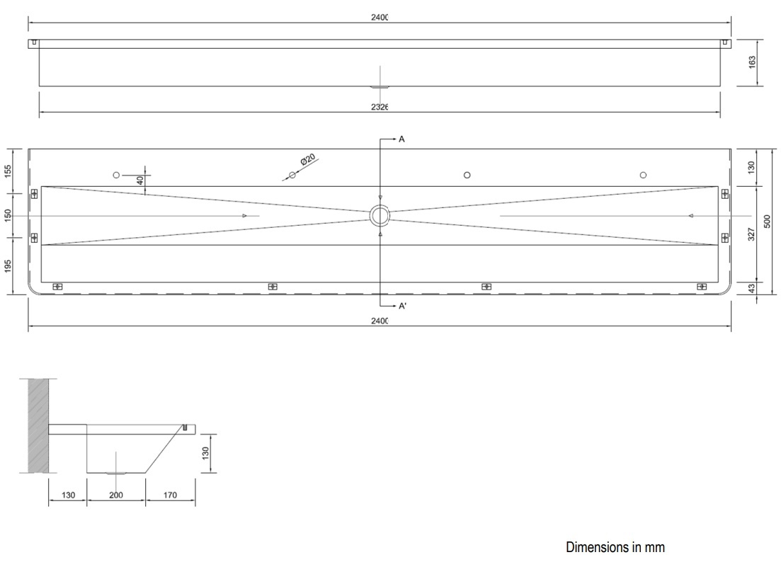 Раковина коллективная Nofer 13050.24.SP.S