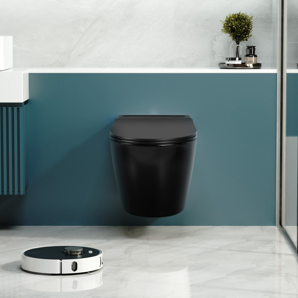 Унитаз Abber Bequem AC1108PMB подвесной черный матовый с импульсным смывом