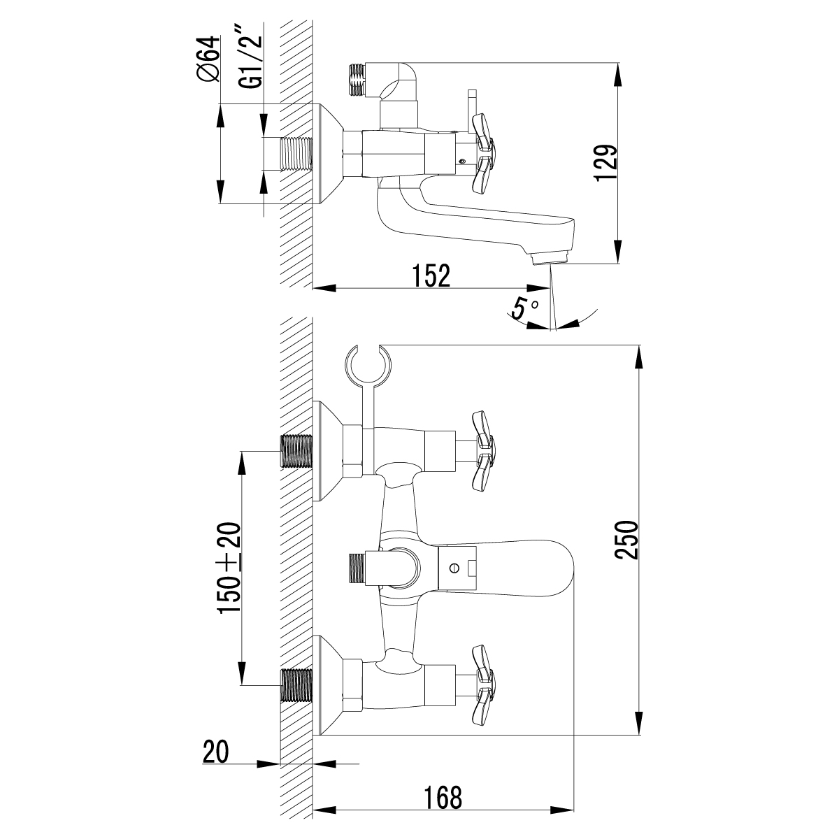 Смеситель  Lemark Partner LM6542C для ванны