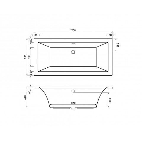 Акриловая ванна Berges Tari 050030 170x80 с каркасом