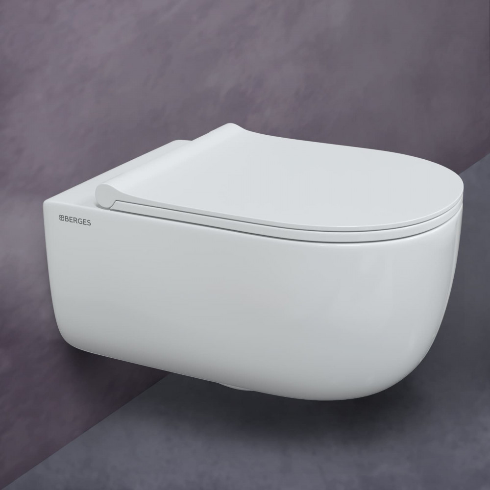 Унитаз подвесной Berges EGO XL Rimless 082138 безободковый, белый