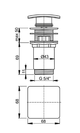 Донный клапан для раковины AlcaPlast A393