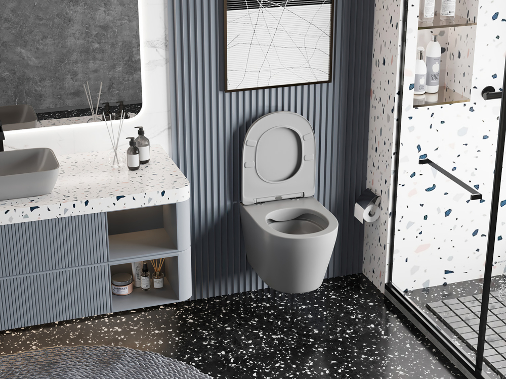 Унитаз Abber Bequem AC1102MG подвесной серый матовый, безободковый